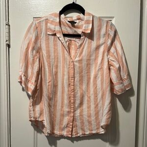 J. Crew Peach and White Striped Top